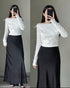 A-Line Trendy Long Satin Skirts